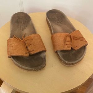 Charlotte Stone Rare Cork Pony Hair Sandals size 7